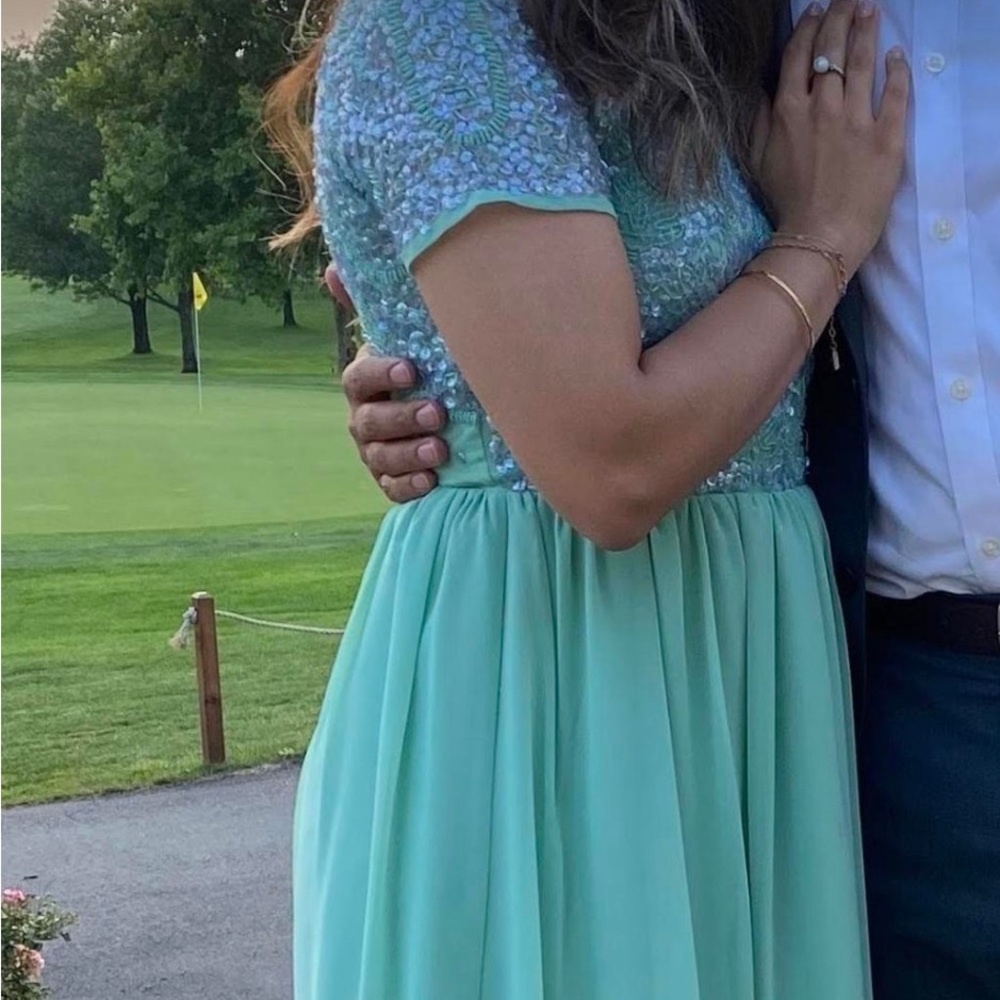 ASOS maternity mint green midi dress short sleeve sequin